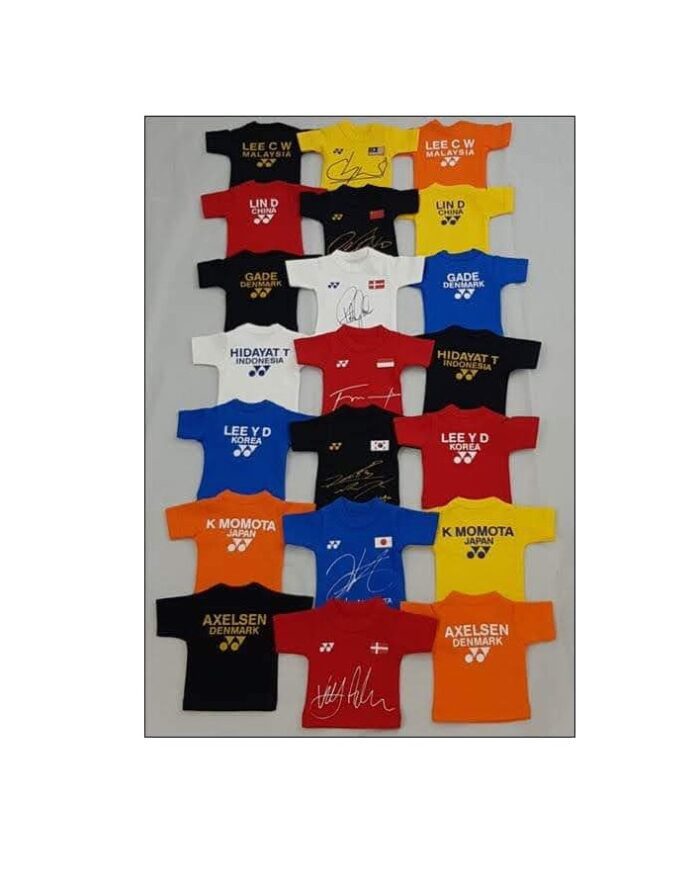 Official Yonex mini fan shirts met knuffel| LCW, TH, PG, LYD, VA en Lin Dan | diverse kleuren