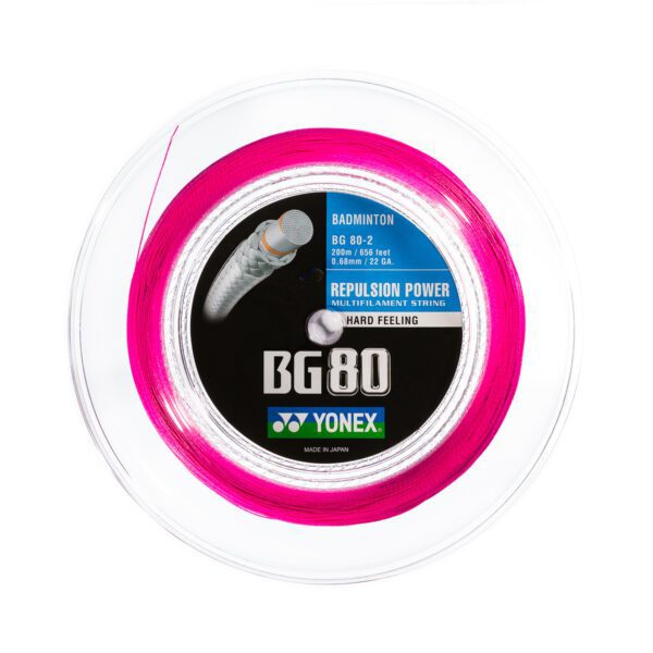 Yonex BG80 badmintonsnaar pink / roze- gevoel - coil of 10m set