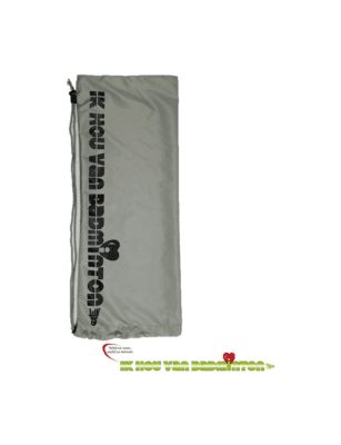 Badminton polyester drawstring / draagtas 'Ik hou van badminton' - grijs / zwart