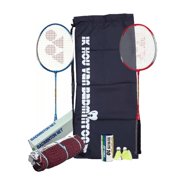 Yonex recreatieve GR-020 badmintonset met Mavis 10 en Yonex badmintonnet in draagtas