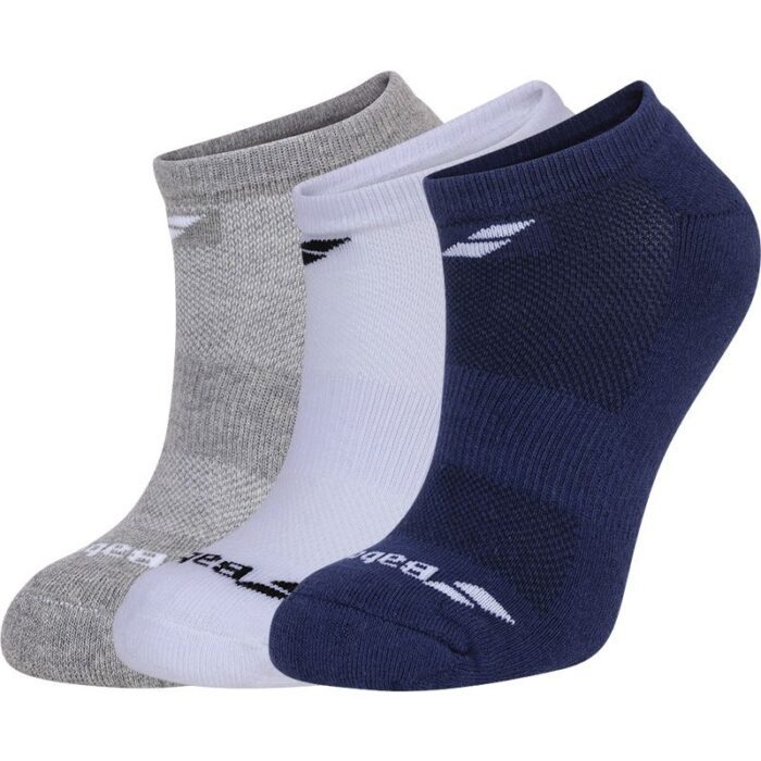 Babolat 3paar pak korte sportsokken - wit/ grijs /blauw