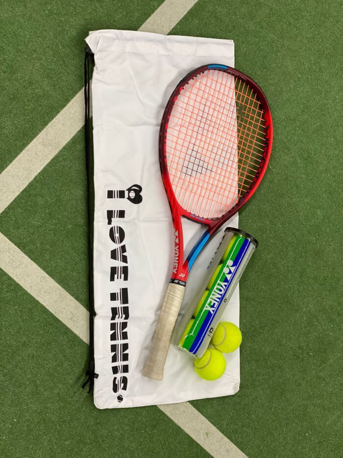 CHESPsport ' I love tennis ' drawstring bag / racketbag - wit