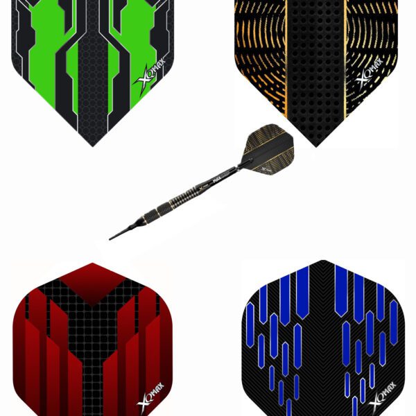 XQ MAX flights voor darts - assorti - Distinct / Contour / Halcyon / Terminator - 12pcs