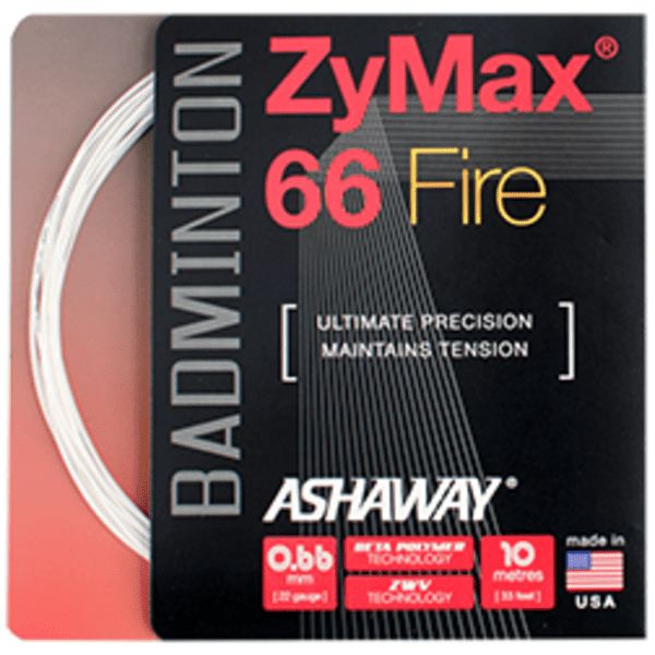 ASHAWAY Zymax 66 Fire badmintonsnaar - wit - 10m
