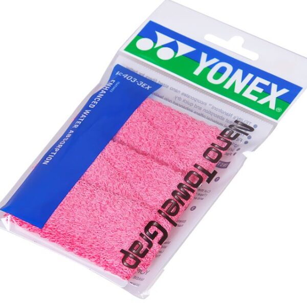 Yonex AC403 Nano badstof grip / towel grap - 3 stuks - roze