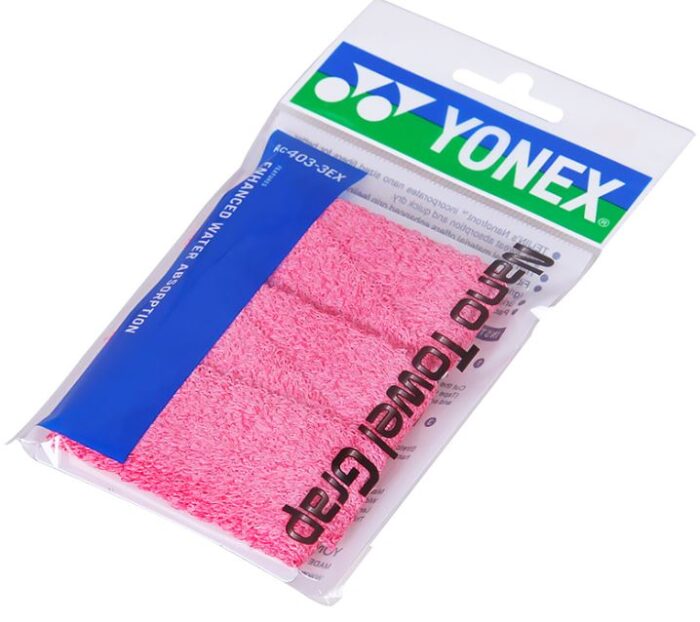 Yonex AC403 Nano badstof grip / towel grap - 3 stuks - roze