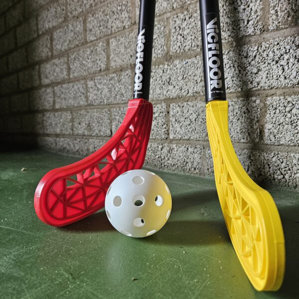 Vicfloor Unihockey / floorball scholenset - 6 rode en 6 gele sticks en 6 ballen