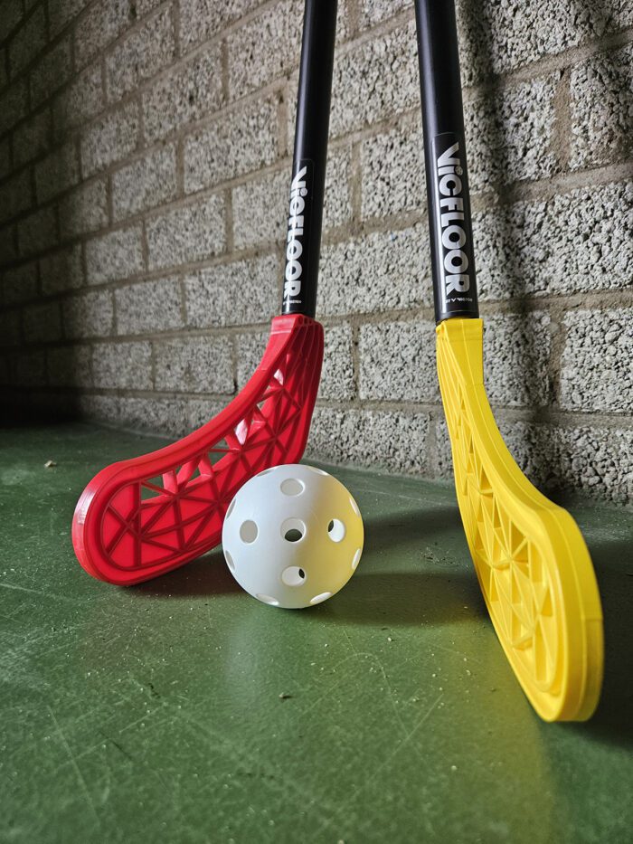 Vicfloor Unihockey / floorball scholenset - 6 rode en 6 gele sticks en 6 ballen
