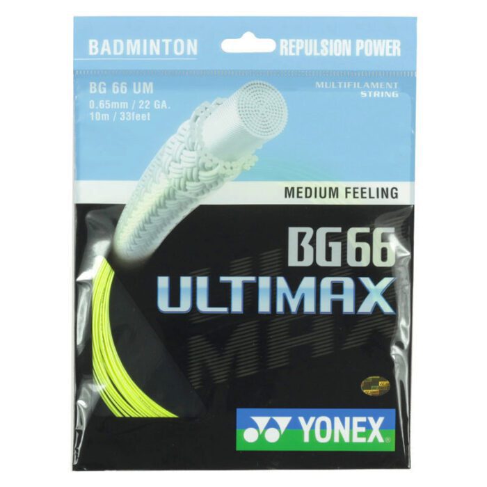 Yonex BG66 Ultimax badmintonsnaar - high repulsion - geel - Yonex set 10m