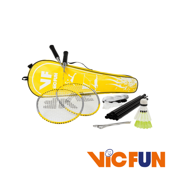 Victor VICfun complete badmintonset hobby A - rackets, net, palen en shuttles