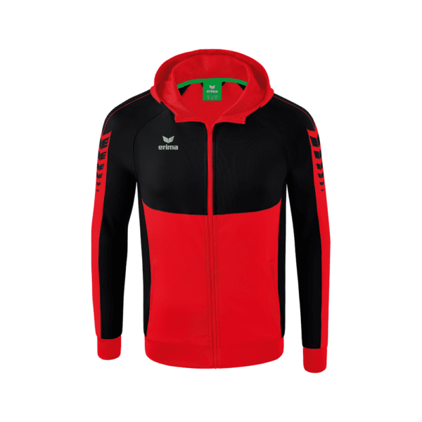 BAN Erima Six Wings junioren / heren training jacket met hood / capuchon - rood/zwart