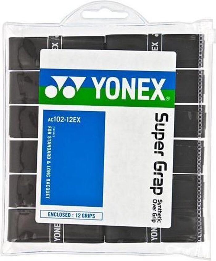 Yonex AC 102 Super Grap overgrip - 12 stuks zwart in etui