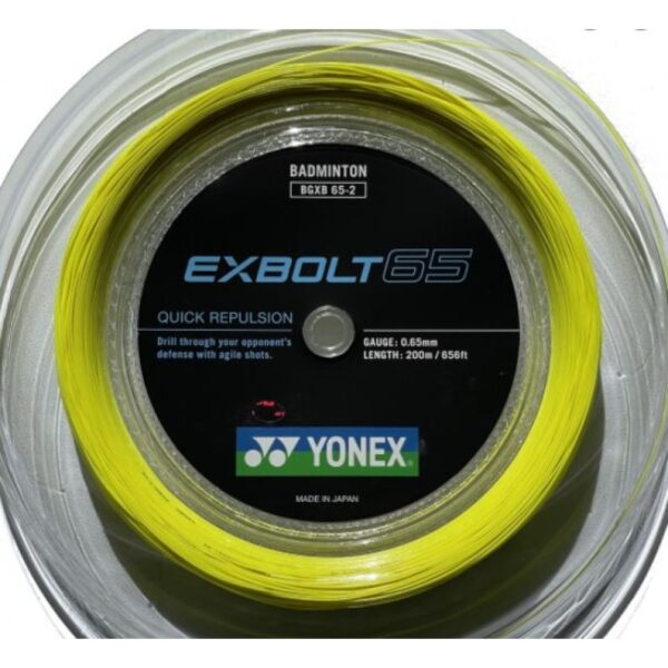 Yonex EXBOLT 65 badmintonsnaar - quick repulsion - geel - coil 200m