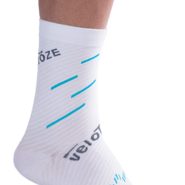 VELOTOZE fietssokken - Active compression  - wit / blauw