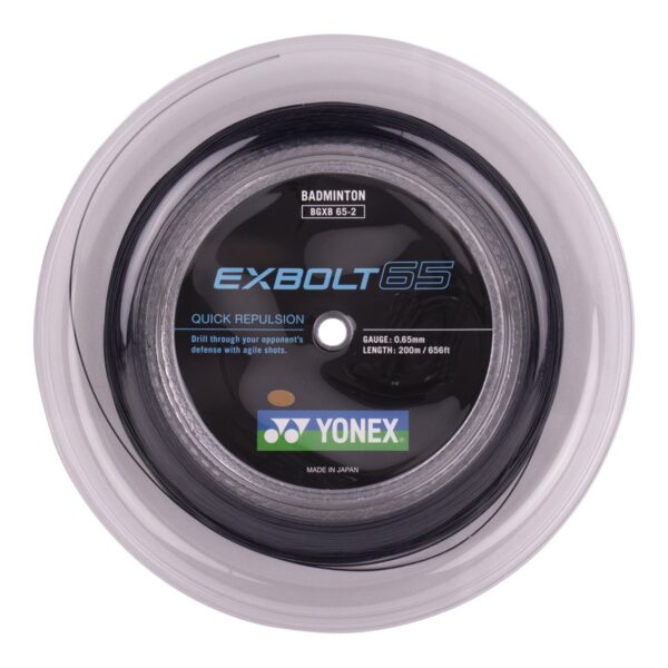 Yonex EXBOLT 65 badmintonsnaar - quick repulsion - zwart - coil 200m
