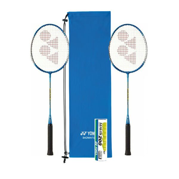 Yonex compleet blauwe recreatieve badmintonset - GR-020 / Yonex softcase en Mavis 200