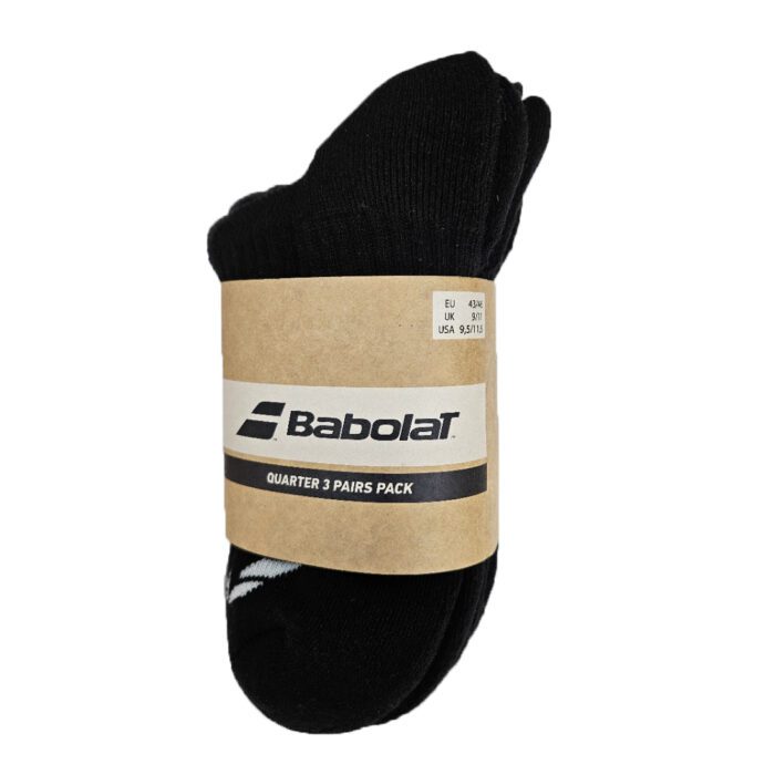 Babolat 3paar pak quarter half hoge sportsokken - zwart