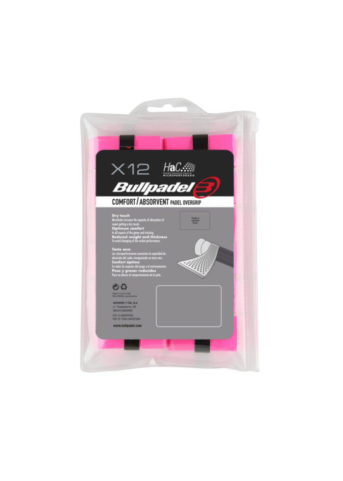 Bullpadel padel overgrips - pink neon - 12stuks