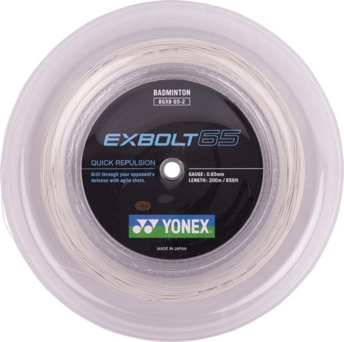 Yonex EXBOLT 65 badmintonsnaar - quick repulsion - wit - coil 200m