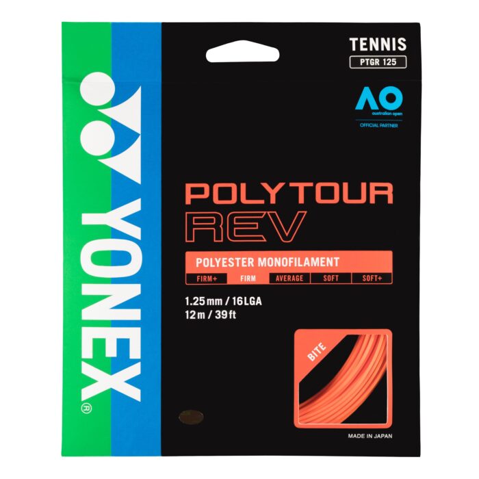 Yonex Polytour REV tennissnaar - 1,25mm - bright orange - 12meter