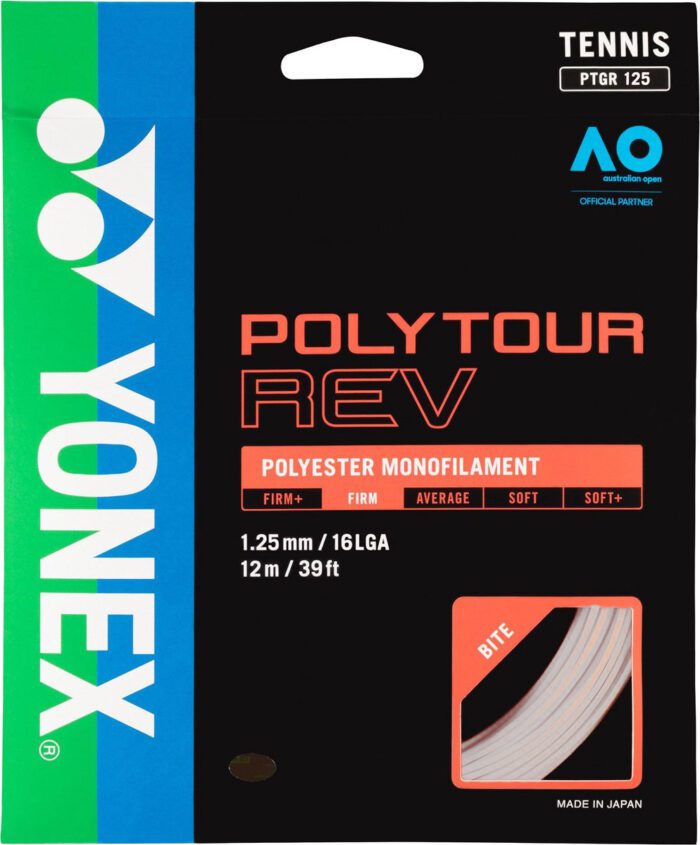 Yonex Polytour REV tennissnaar - 1,25mm - white - 12meter