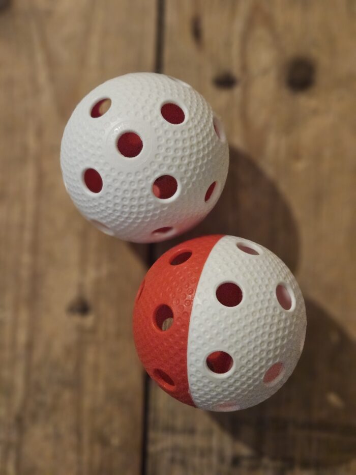 Necy Bullet floorball ballen - wit / rood - 2 stuks