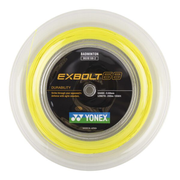 Yonex EXBOLT 68 badmintonsnaar - quick repulsion - geel - coil 200m