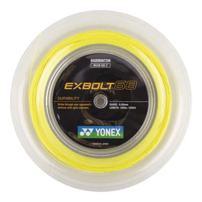 Yonex EXBOLT 68 badmintonsnaar - quick repulsion - geel - coil 200m