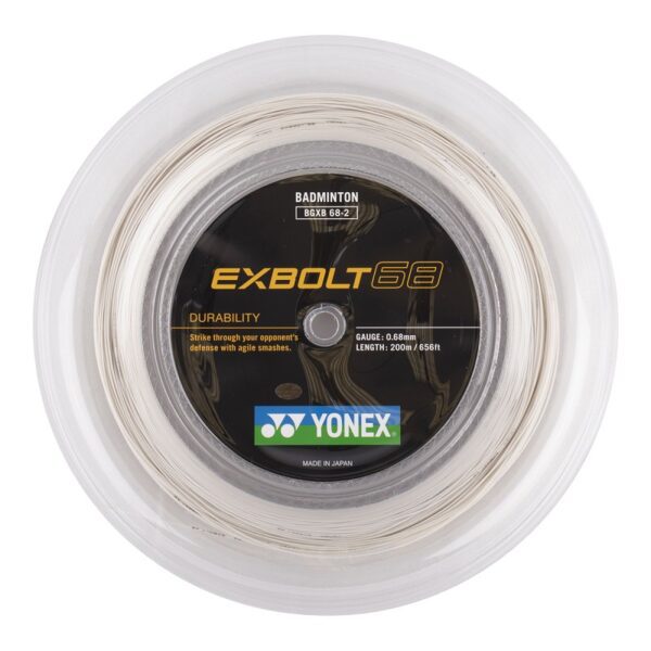 Yonex EXBOLT 68 badmintonsnaar - quick repulsion - wit - coil 200m