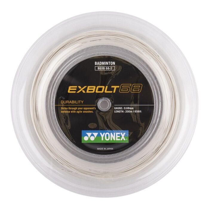 Yonex EXBOLT 68 badmintonsnaar - quick repulsion - wit - coil 200m