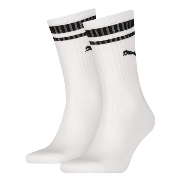 PUMA crew heritage stripe unisex sportsokken - zwart / wit - 2paar