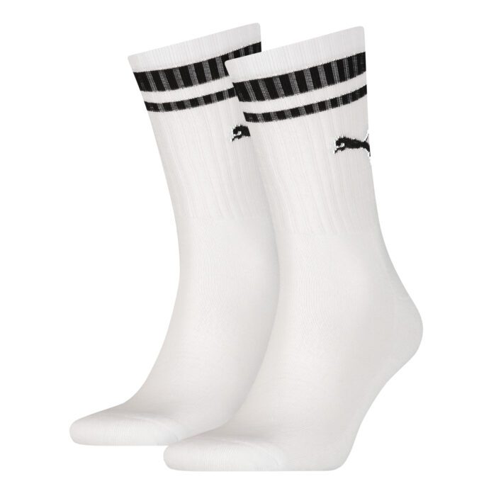PUMA crew heritage stripe unisex sportsokken - zwart / wit - 2paar